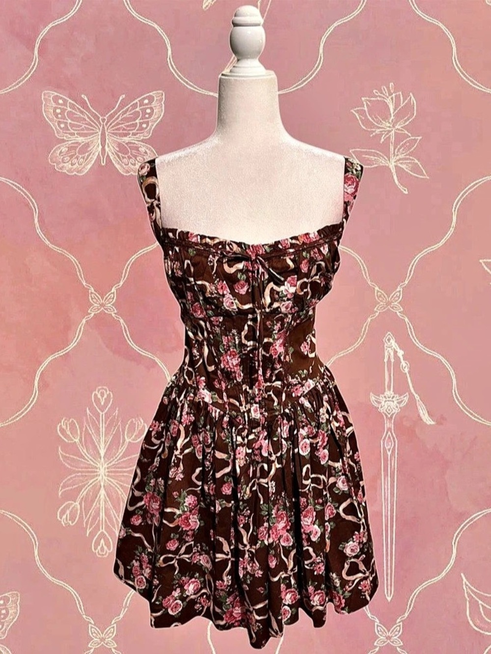 Floral Mocha Mini Dress